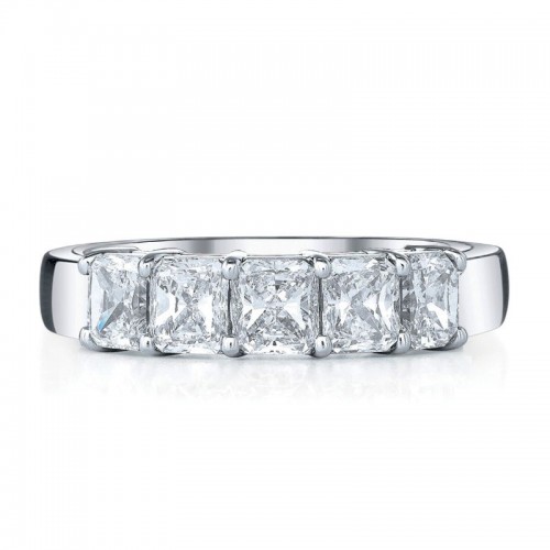 Deutsch Signature 5 Radiant Diamond Shared Prong Basket Set Band