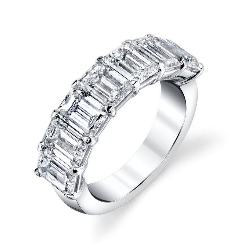 Deutsch Signature 7 Emerald Diamond Shared Prong Basket Set Band