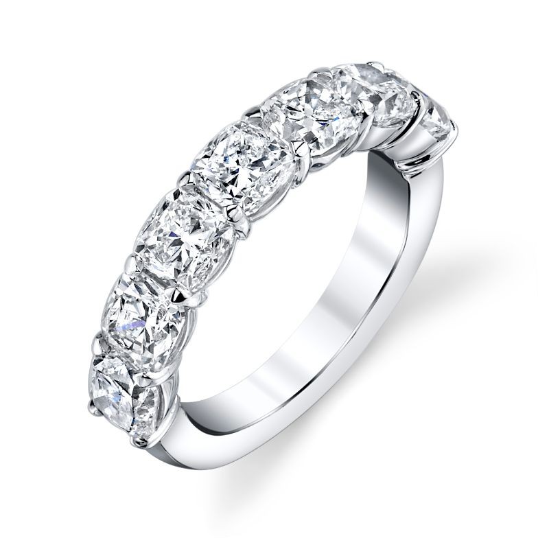 Deutsch Signature 7 Cushion Diamond Shared Prong Basket Set Band