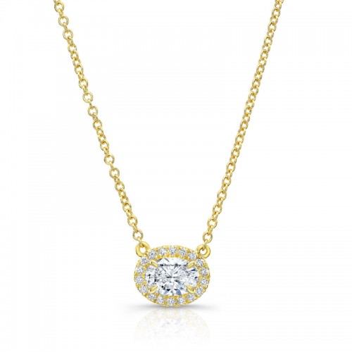 Norman Silverman Oval cut diamond Necklace with Diamond Halo