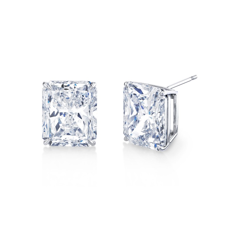 Norman Silverman 20.13 Carat Radiant Cut Diamond Earrings