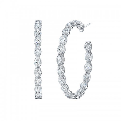 Norman Silverman Oval-Cut Diamond Hoop Earrings