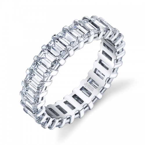 Norman Silverman Emerald Cut Platinum Eternity Band