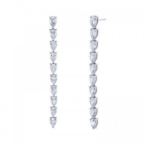 Norman Silverman Pear Shape Diamond Vine Dangle Earrings