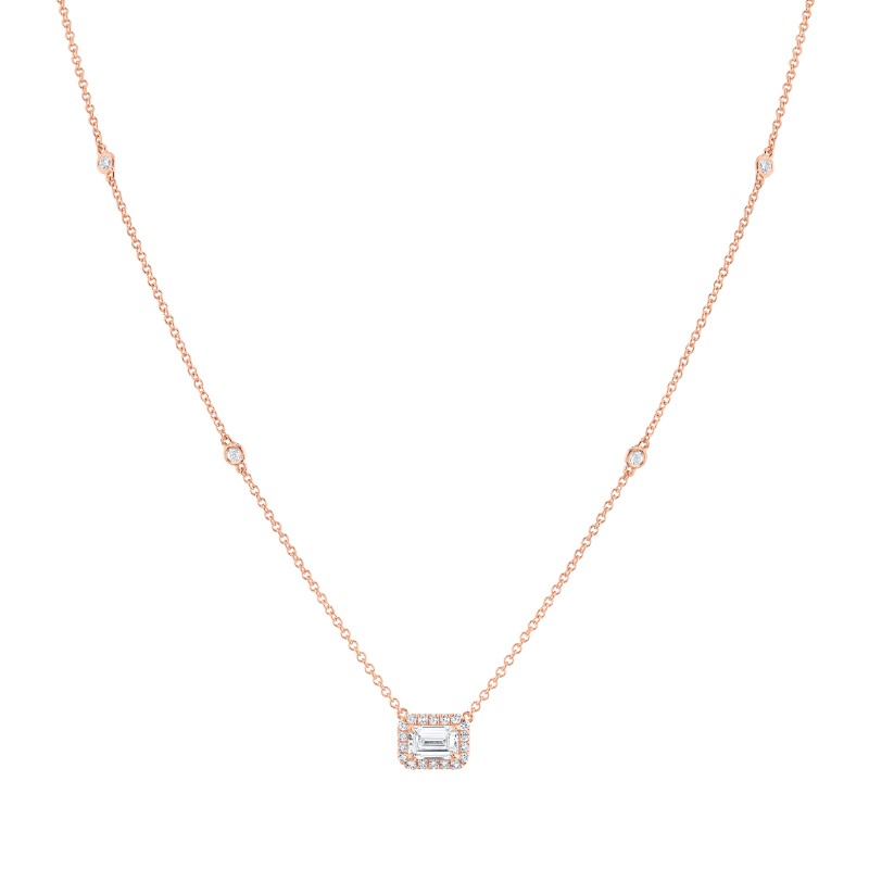 Norman Silverman Petite 18K Rose Gold Emerald Cut Diamond Pendant