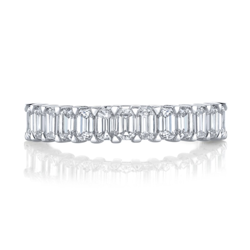 Norman Silverman Emerald Cut Diamond Halfway Eternity Band
