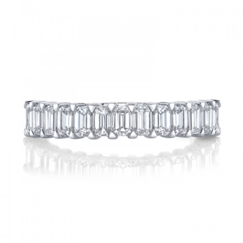 Norman Silverman Emerald Cut Diamond Halfway Eternity Band