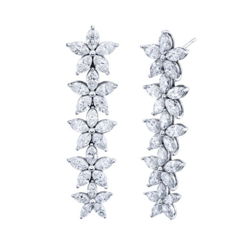 Norman Silverman 8.6 Carat Graduated Floret Dangle Earrings