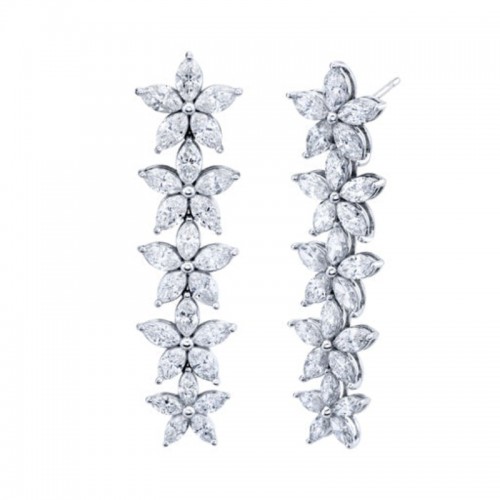 Norman Silverman 8.6 Carat Graduated Floret Dangle Earrings