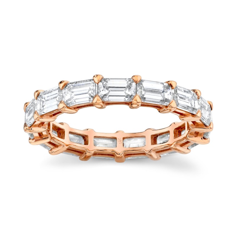 Norman Silverman East West Emerald Cut Diamonds Eternity Band In 18K Rose Gold