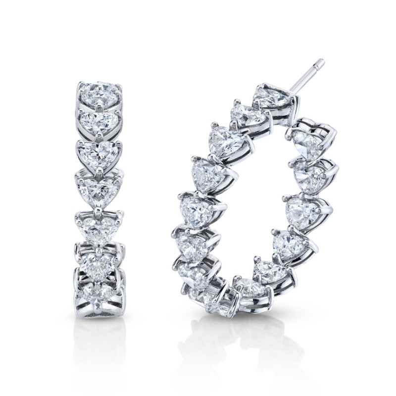 Norman Silverman 5.94 Carat Heart Shaped Hoop Earrings