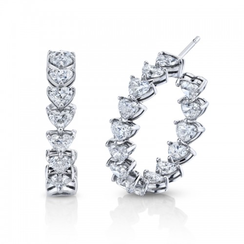 Norman Silverman 5.94 Carat Heart Shaped Hoop Earrings