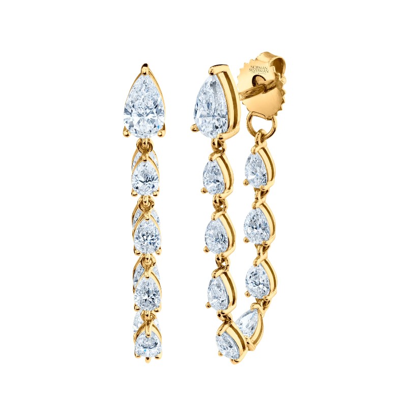 Norman Silverman Pear Shape Diamond Loop Earrings
