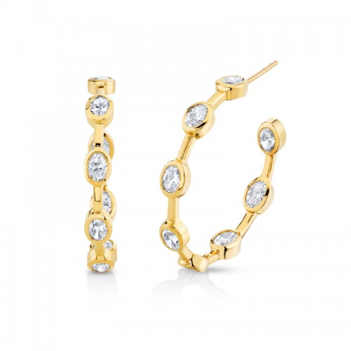 Norman Silverman Oval-Cut Diamonds Hoop Earrings