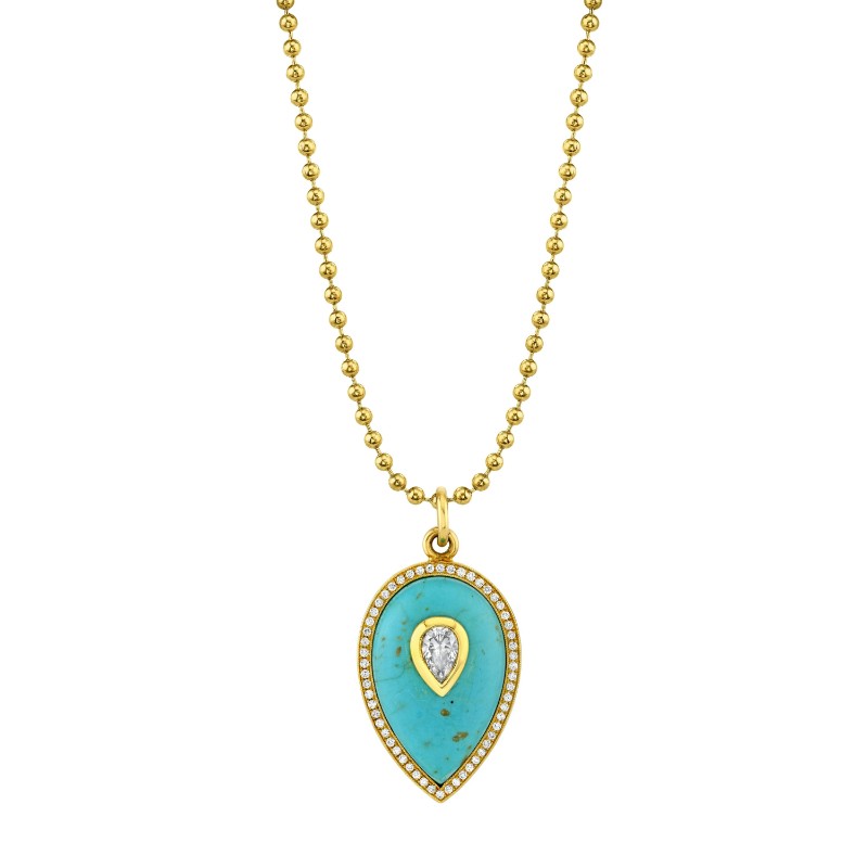 Norman Silverman Pear Shape Diamond Enamel Pendant