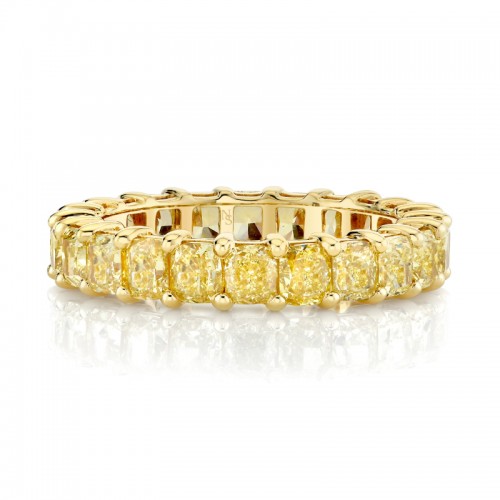 Norman Silverman Fancy Vivid Yellow Cushion Cut Diamond Eternity Band