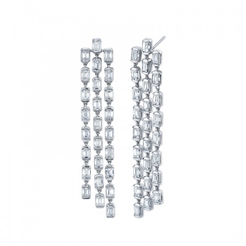 Norman Silverman Emerald Cut Diamonds Dangle Earrings
