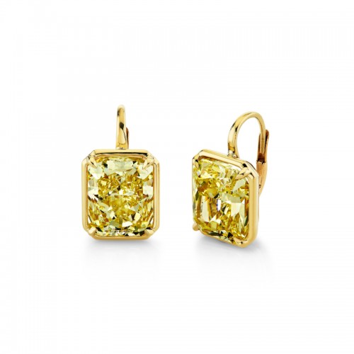 Norman Silverman Fancy Yellow Diamond Drop Earrings