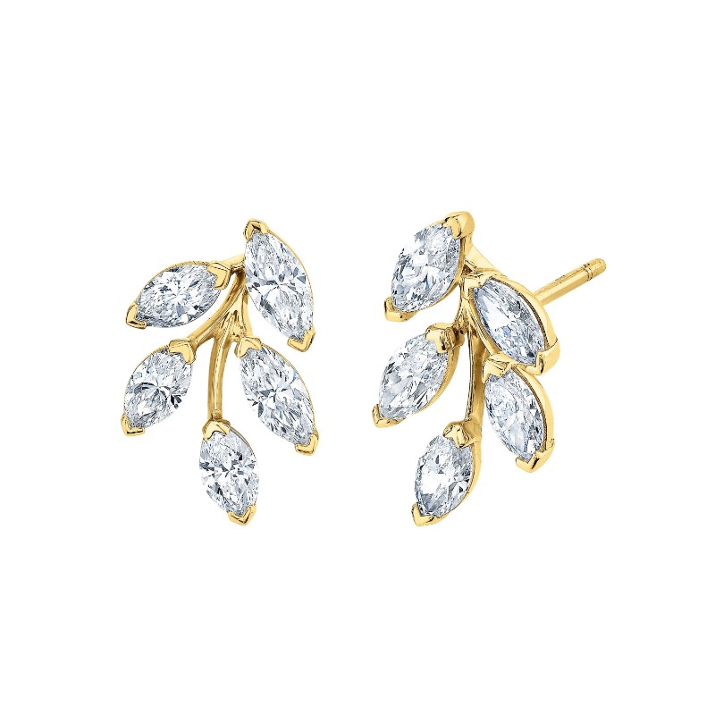 Norman Silverman Marquise Diamond Leaf Earrings