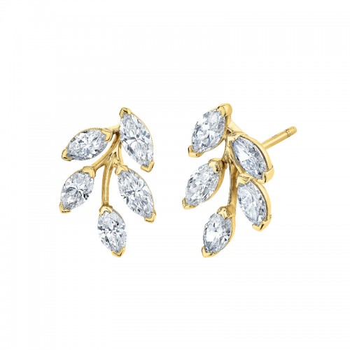 Norman Silverman Marquise Diamond Leaf Earrings