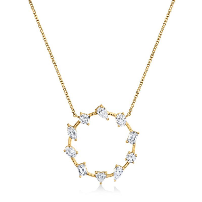 Norman Silverman Circle Of Shapes In 18K Yellow Gold Pendant
