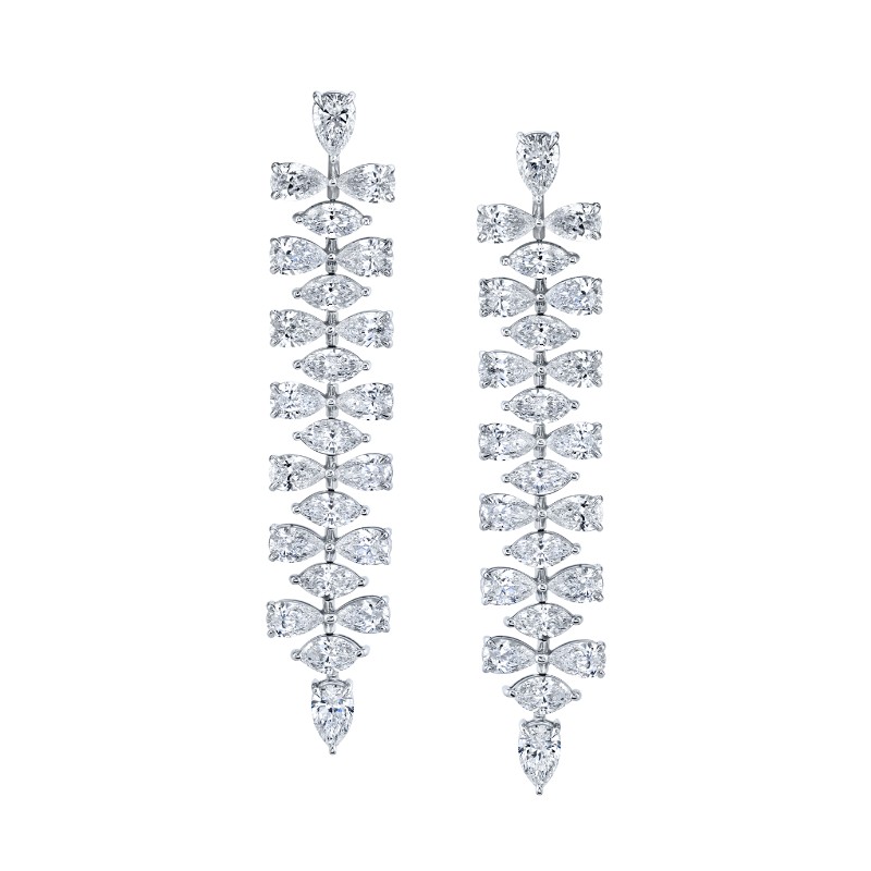 Norman Silverman Marquise And Pear Shape Diamonds Dangle Earrings