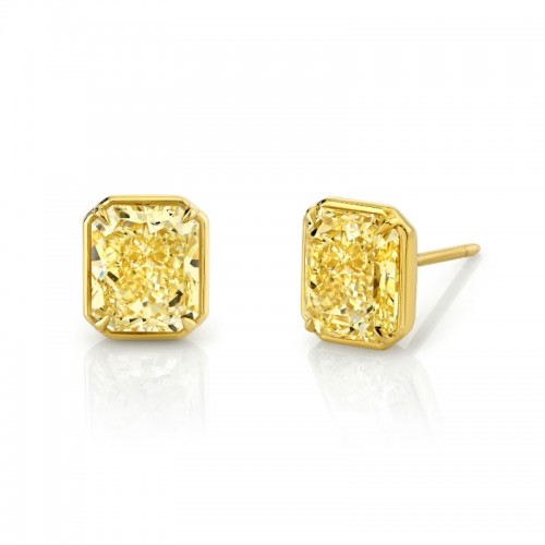 Norman Silverman Fancy Yellow Radiant Cut Diamond Studs