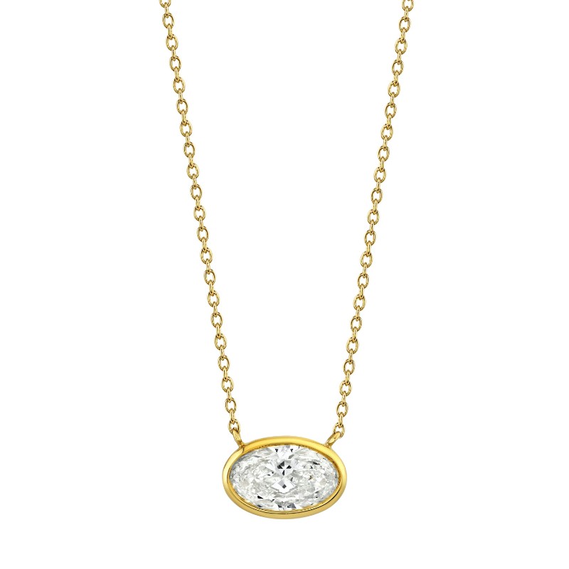 Norman Silverman Oval Cut Diamond Bezel Pendant
