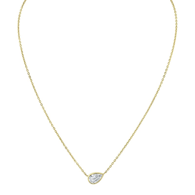 Norman Silverman Pear Shape Diamond Bezel Pendant