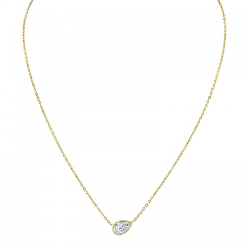 Norman Silverman Pear Shape Diamond Bezel Pendant