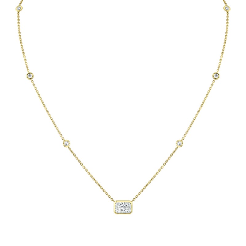 Norman Silverman Diamond Station Pendant With Radiant Cut Center Stone