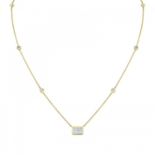 Norman Silverman Diamond Station Pendant With Radiant Cut Center Stone