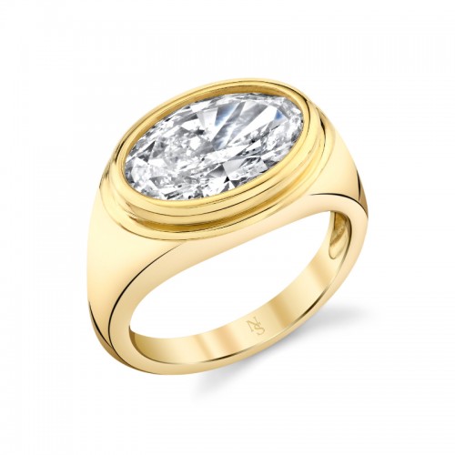 Norman Silverman Bezel-Set Oval Cut Diamond Ring