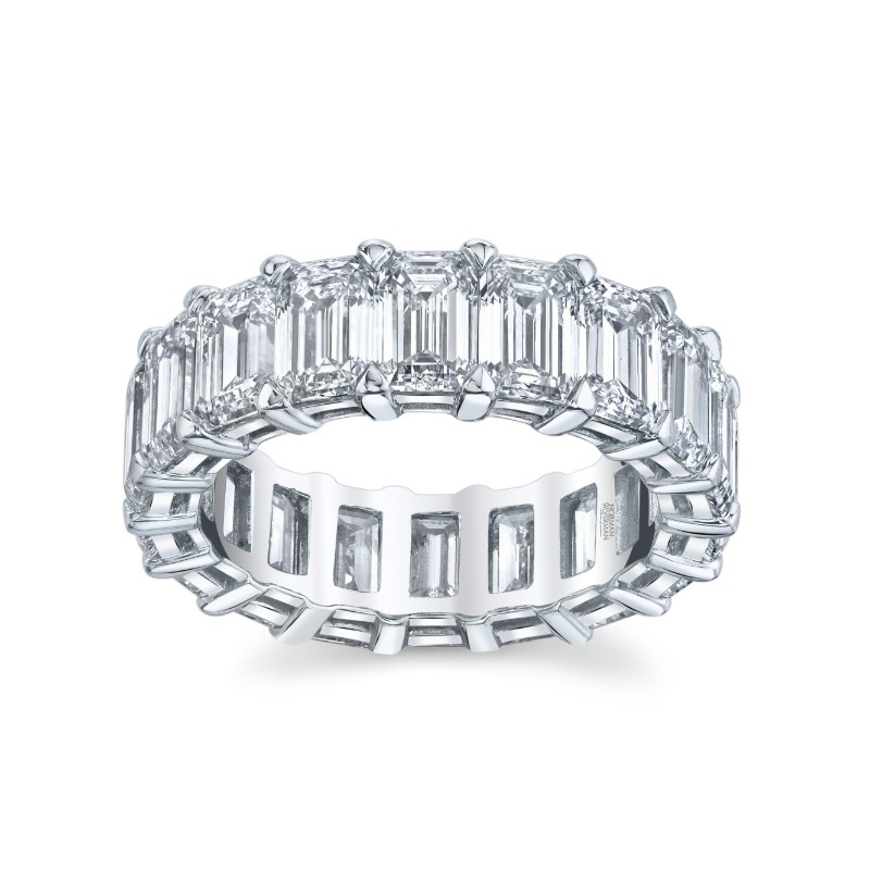 Norman Silverman Emerald Cut Platinum Eternity Band