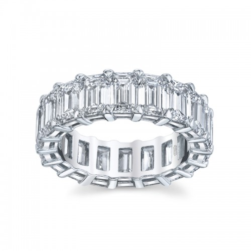 Norman Silverman Emerald Cut Platinum Eternity Band