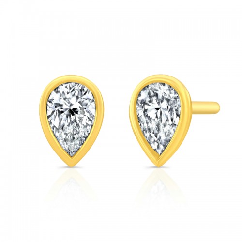 Norman Silverman Pear Shape Diamond Bezel Studs