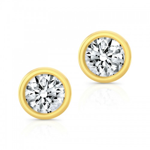 Norman Silverman Round Brilliant Diamond Bezel Studs