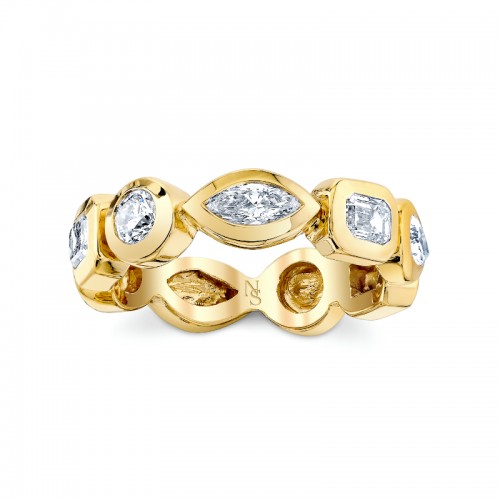 Norman Silverman East West Mix Shape Bezel Halfway Band