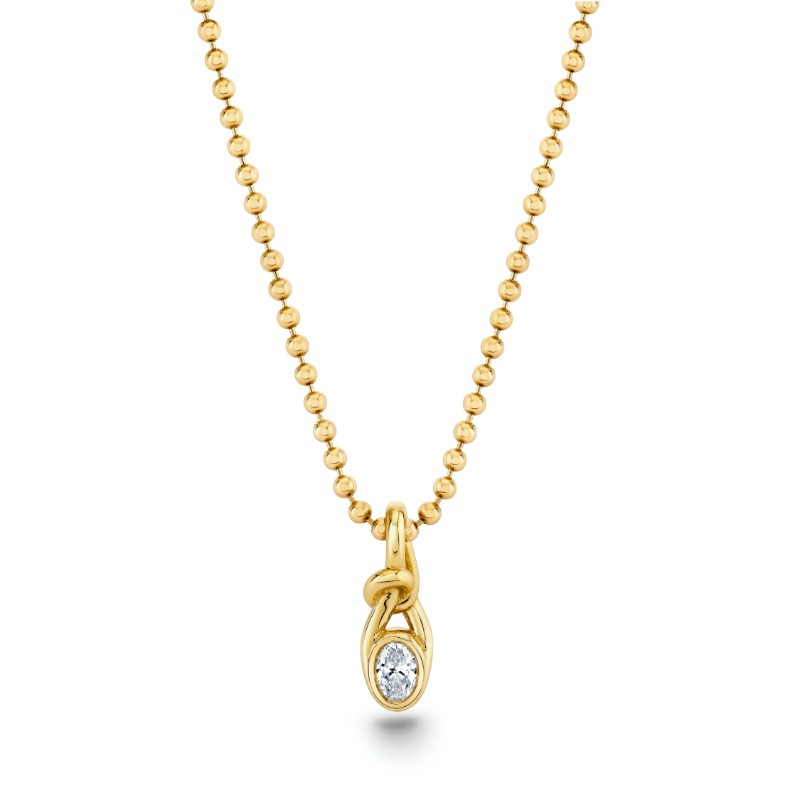 Norman Silverman Bezel Shape Oval Knot Pendant With Ball Chain
