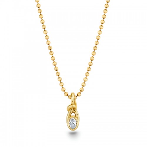 Norman Silverman Bezel Shape Oval Knot Pendant With Ball Chain