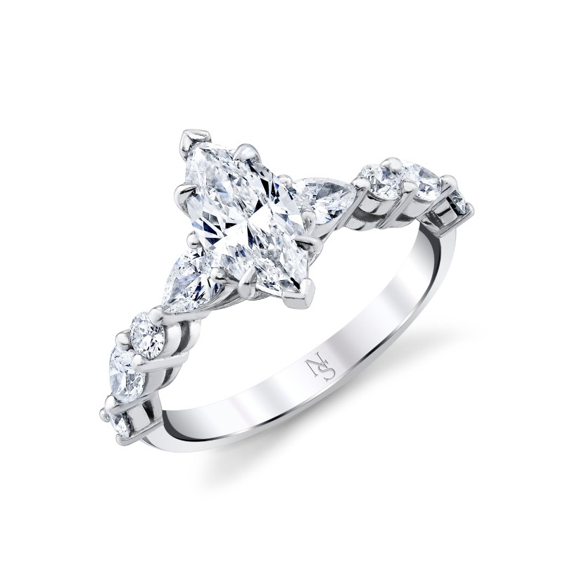Norman Silverman Marquise Cut Diamond Engagement Ring