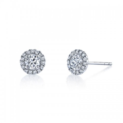 Deutsch Signature Round Halo Stud Earrings