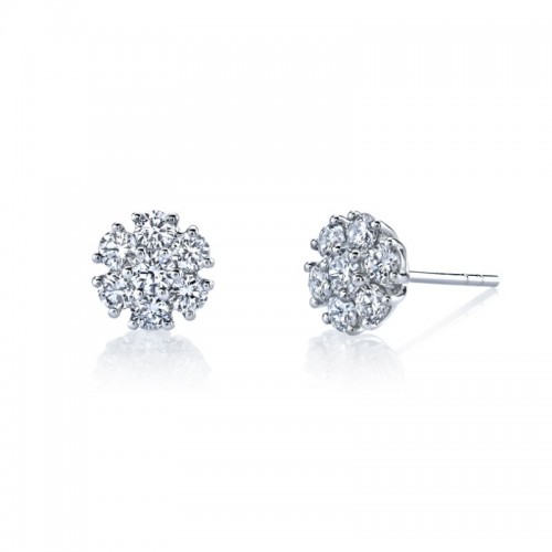 Deutsch Signature Round Diamond Flower Stud Earrings