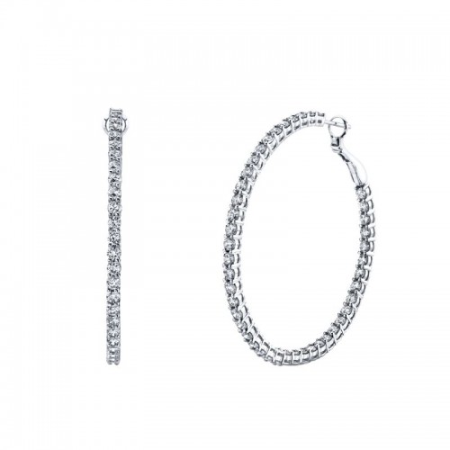 Deutsch Signature Round Double Basket Shared Prong Hoop Earrings