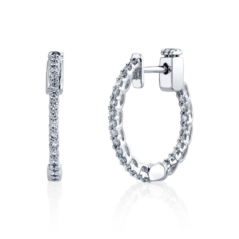 Deutsch Signature Round Hoop Shared Prong Trellis Style Sides With Push Lock