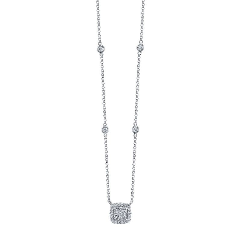 Deutsch Signature Cushion Shape Halo Pendant With An Illusion Set Round Center