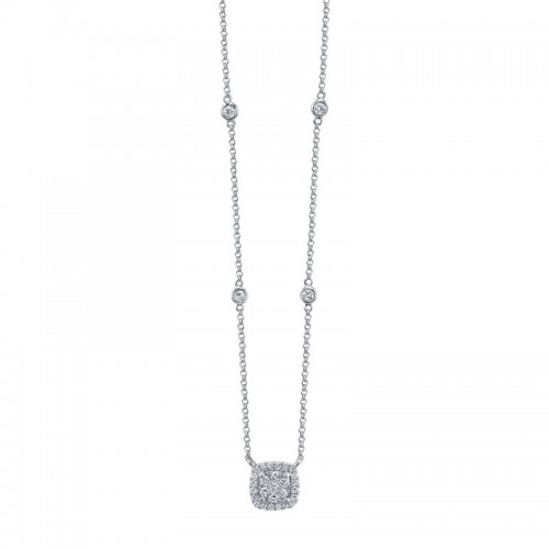 Deutsch Signature Cushion Shape Halo Pendant With An Illusion Set Round Center