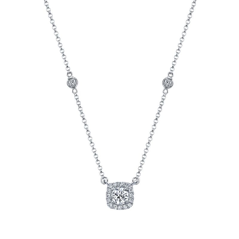 Deutsch Signature Cushion Shape Halo Pendant With A Round Center