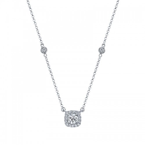 Deutsch Signature Cushion Shape Halo Pendant With A Round Center
