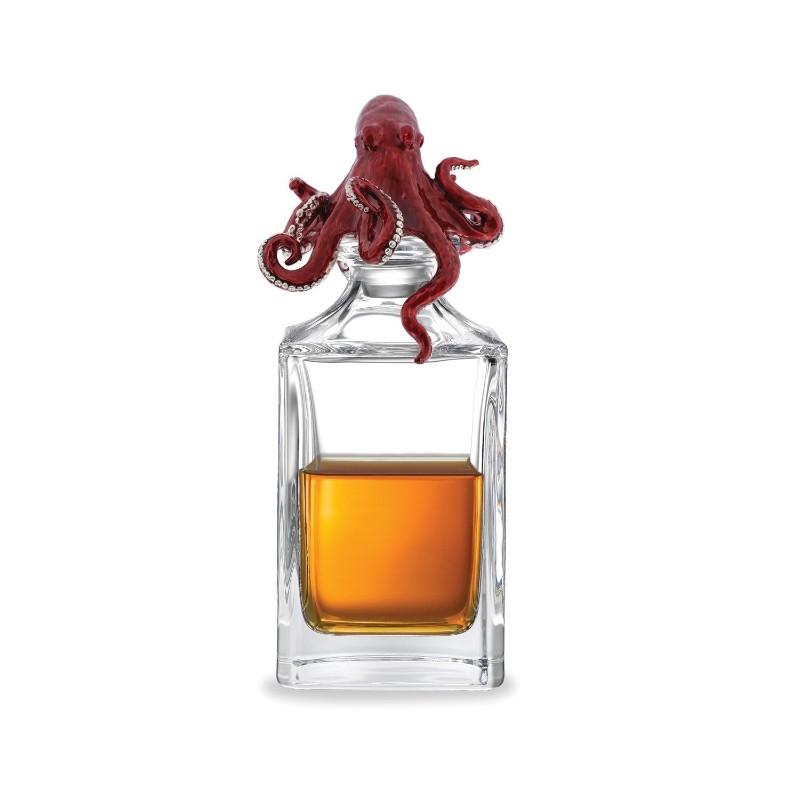 Deakin & Francis Vibrant Red Enamel Octopus Decanter